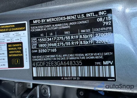 2016 Mercedes-Benz Gl 350 Bluetec from USA, damaged, VIN 4JGDF2EE3GA648335